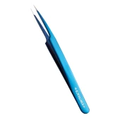 Пинцет прямой с изгибом Enigma (Blue metallic) с ручной заточкой extra-sharp
