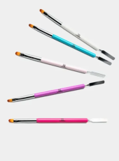 Кисть для акригеля со шпателем (персиковая) Кисть для акригеля со шпателем (персиковая)