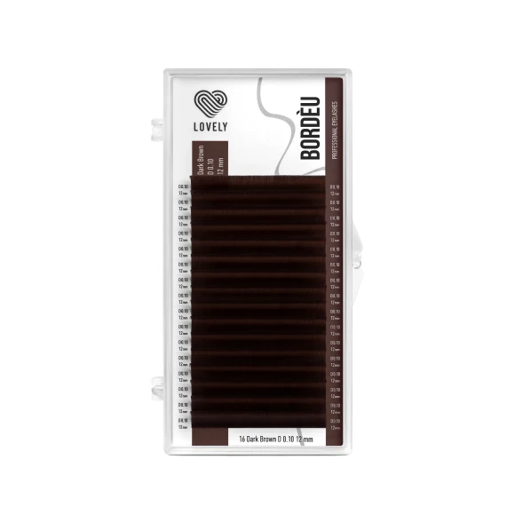 Ресницы темно-коричневые LOVELY Bordèu - 16 линий - MIX (B 0.10 6-13мм)