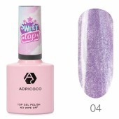 Закрепитель для гель-лака ADRICOCO Sweet Top, перламутровый №04 - лавандовый зуко, 8 мл