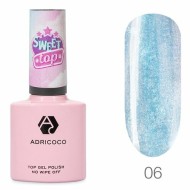 Закрепитель для гель-лака ADRICOCO Sweet Top, перламутровый №06 - голубой тик так, 8 мл Закрепитель для гель-лака ADRICOCO Sweet Top, перламутровый №06 - голубой тик так, 8 мл