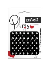 Наклейки для дизайна ногтей 3D (белые цветы), №1669, ruNail