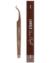 Пинцет для наращивания ресниц Lovely NanoFiber, серия Grace Elegante Bronze, тип L 5 мм с изгибом Пинцет для наращивания ресниц Lovely NanoFiber, серия Grace Elegante Bronze, тип L 5 мм с изгибом