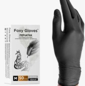 Перчатки медицинские нитриловые Foxy Gloves черные размер M, 100 шт. (50 пар) Перчатки медицинские нитриловые Foxy Gloves черные размер M, 100 шт. (50 пар)