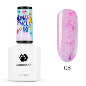 Неоновый гель-лак ADRICOCO Marmelado с разноцветной слюдой №8 малиновый сироп, 8 мл