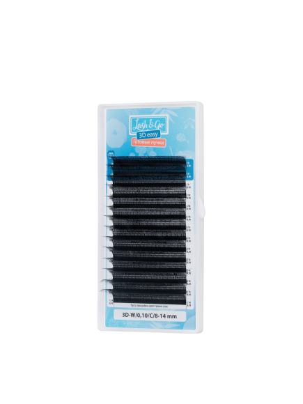Черные ресницы Lash&Go микс готовые пучки W 3D 0.10/M/8-14 mm 14 линий