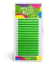 Ресницы неоновые зеленые Rili Juicy - 16 линий - MIX D 0.07 7-14мм