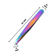 Пинцет для бровей скошенный острый, цвет хамелеон