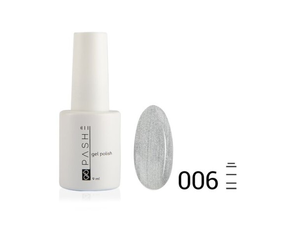 Цветной гель-лак PASHE №006 — «Серебряный дождь», (9 мл)