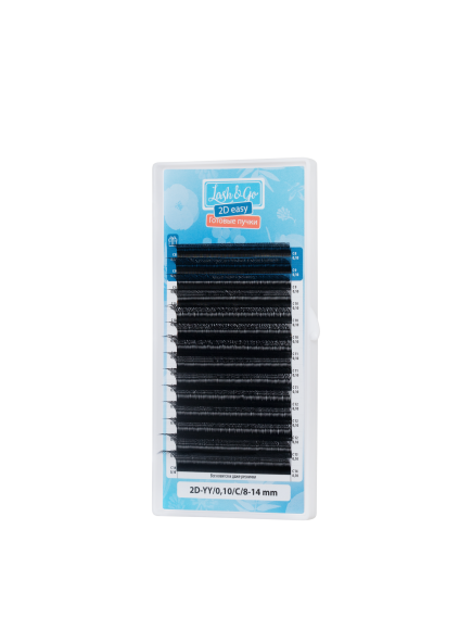 Черные ресницы Lash&Go микс готовые пучки YY 2D 0.07/M/8-14 mm 14 линий