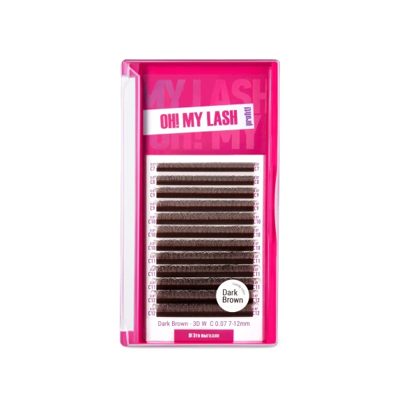 Ресницы темно-коричневые OH! MY LASH в пучках 3D-W - 12 линий - MIX M 0.07 8-15мм