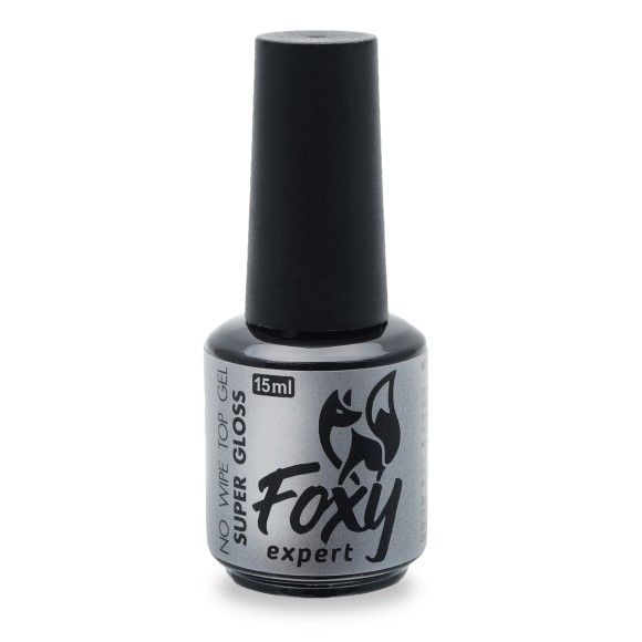 Верхнее покрытие без липкого слоя SUPER GLOSS (No wipe top gel SUPER GLOSS), 15 ml Верхнее покрытие без липкого слоя SUPER GLOSS (No wipe top gel SUPER GLOSS), 15 ml